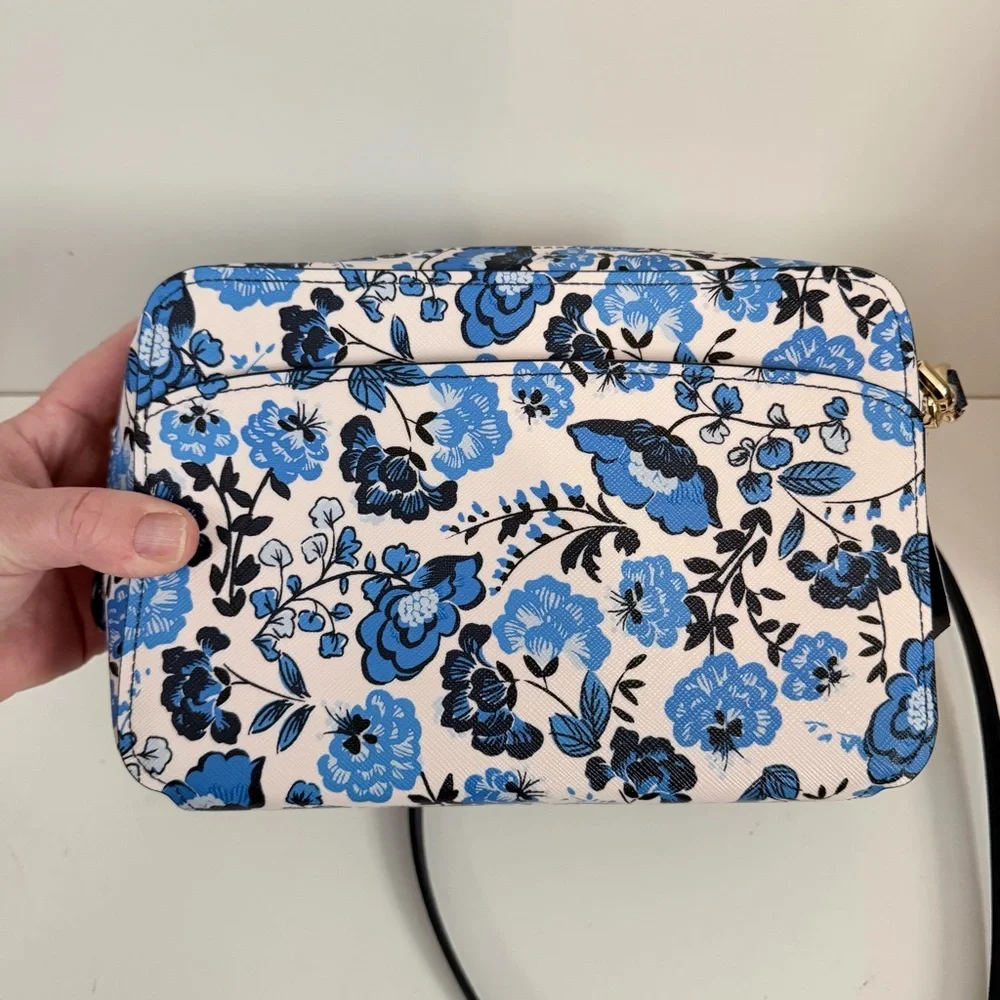 Kate spade blue multi floral crossbody zipped purse